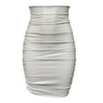 thumbnail image 2 of MIXUE Skirts For Women Summer Solid Color PU Leather Pleated Zipper Bodycon Mini Skirt Outwear,Beige,XXL, 2 of 4