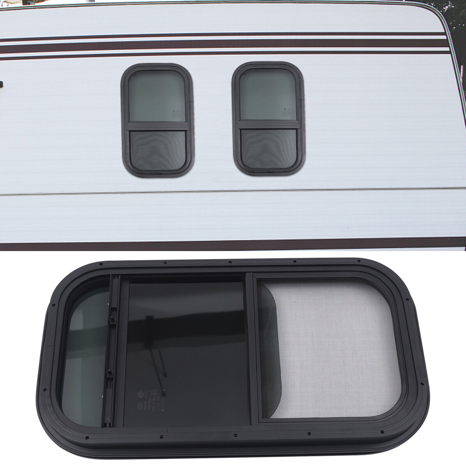 12x22 RV Vertical Slider Window With Screen & Trim Ring – 1-1/2" Wall, GEARZAAR