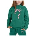 thumbnail image 1 of FhsagQ Outfits for Girls Children's Hoodie Set with Bow Print Girls Spring Outfits Size 8-9 Spring Dark Green 3-4Years, 1 of 4