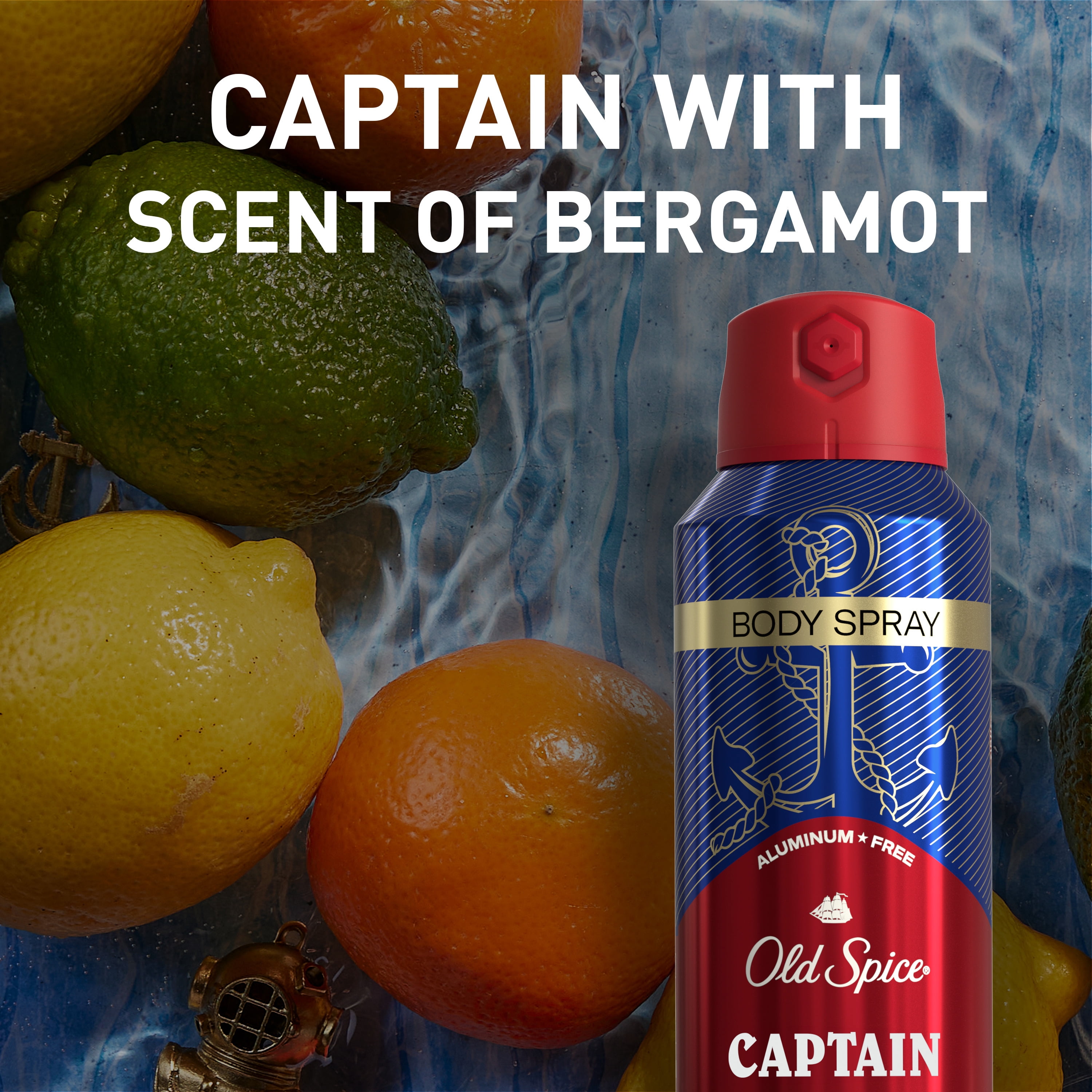 Old Spice Aluminum Free Men's Body Spray Captain, 5.1 oz