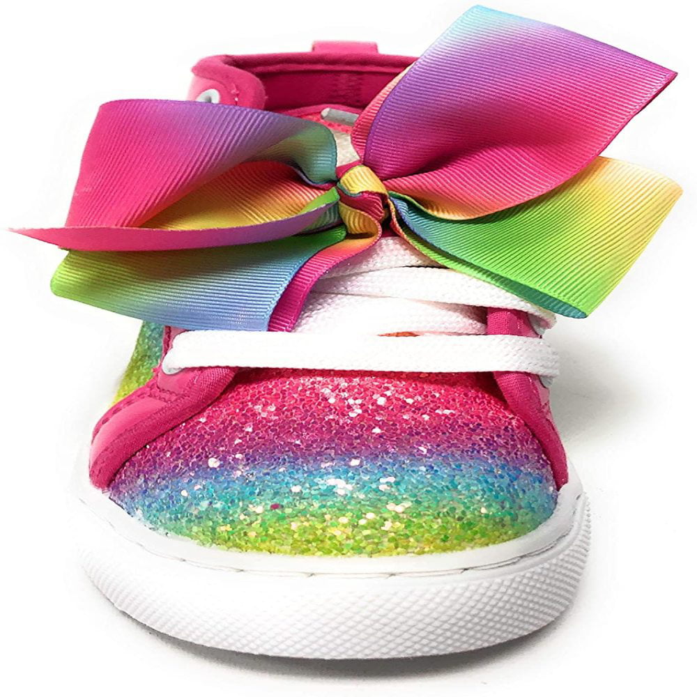 Jojo Siwa Girls Shoes Sneakers High Top Glitter Rainbow Tye Dye with Bow