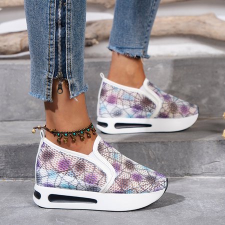 

ZTTD Ladies Fashion Breathable Mesh Color Gold Thread Thick Sole Casual Sports Rocking Shoes