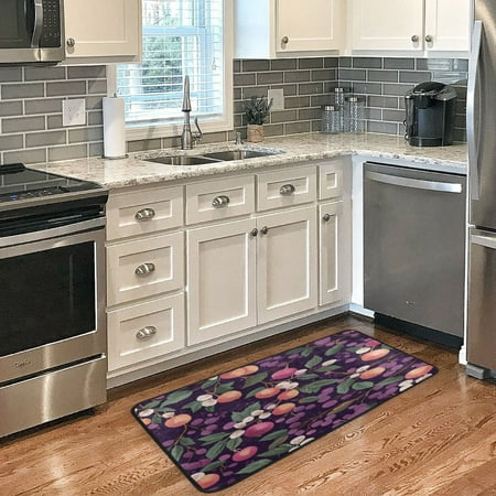 

Long Floor Mat 39x20Inch Kitchen Mat Bathroom Mat Living Room Mat Bedroom Mat Absorbent Delicate Fabric No Ball Do Not Fade Plum Cute Cartoon