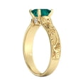 thumbnail image 6 of 14K Yellow Gold 1.06 ctw Lab Created Green Emerald Stone Ring with Diamonds Filigree Cathedral Princess, 6 of 7