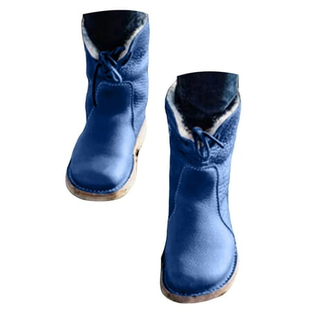 Mepaouo Women Snow Boots Lined Square Toe Winter Shoes Warm Waterproof Ankle Booties