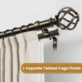 thumbnail image 3 of 1 Inch Double Curtain Rod 72 to 144 Inches (6-12 Feet), Antique Bronze Curtain Rods for Windows 66 to 120, Heavy Duty Telescoping Drapery Rods with Twisted Cage Finials, 3 of 16