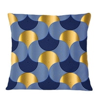 Designart Retro Luxury Waves In Gold And Blue VIII' Mid-Century Modern Throw Pillow - 12x20