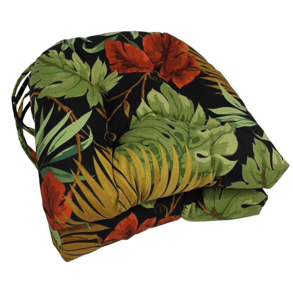 16-inch Outdoor Spun Polyester U-shaped Tufted Chair Cushions (Set of 2)