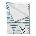thumbnail image 2 of Nautical Soft Flannel Fleece Throw Blanket, Sea Set Fishes Life Gulls Lighthouse Marine Inspired Maritime Theme, Cozy Plush for Indoor and Outdoor Use, 60" x 80", White Red Blue, by Ambesonne, 2 of 5