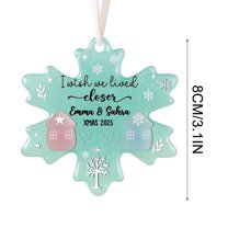 Snowflake-Shaped Sea Glass Christmas Tree Decorations - 2D Acrylic Design, Unique Sea Glass Art Style, Perfect as Friendship Keepsake, Cute Xmas Gift & Christmas Tree Hanging Ornament, 3.1in, H