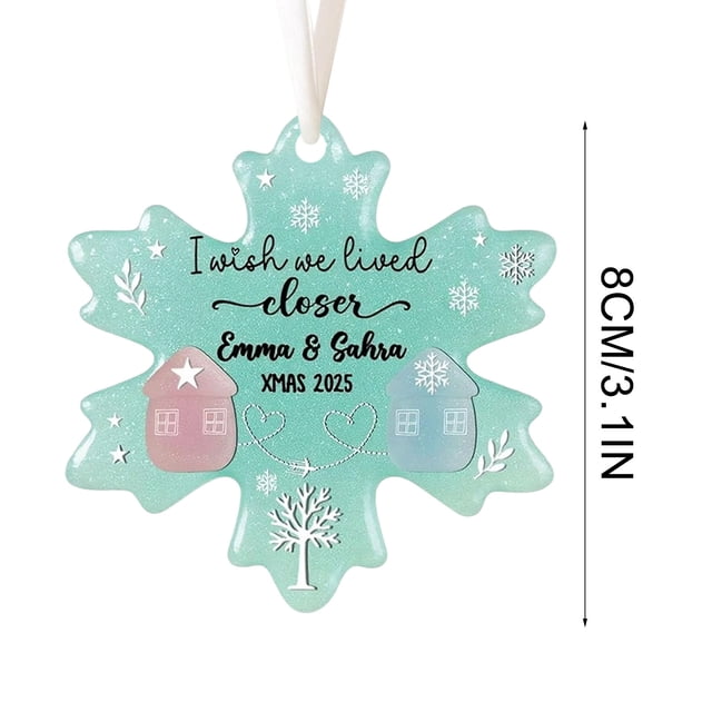 Adornos Navideños de Vidrio Marino para Árbol de Navidad, Colgantes Acrílicos 2D | Regalo Navideño Artesanal para Celebrar La Amistad | Arte En Vidrio Marino con Forma de Copo de Nieve | Juego de 1