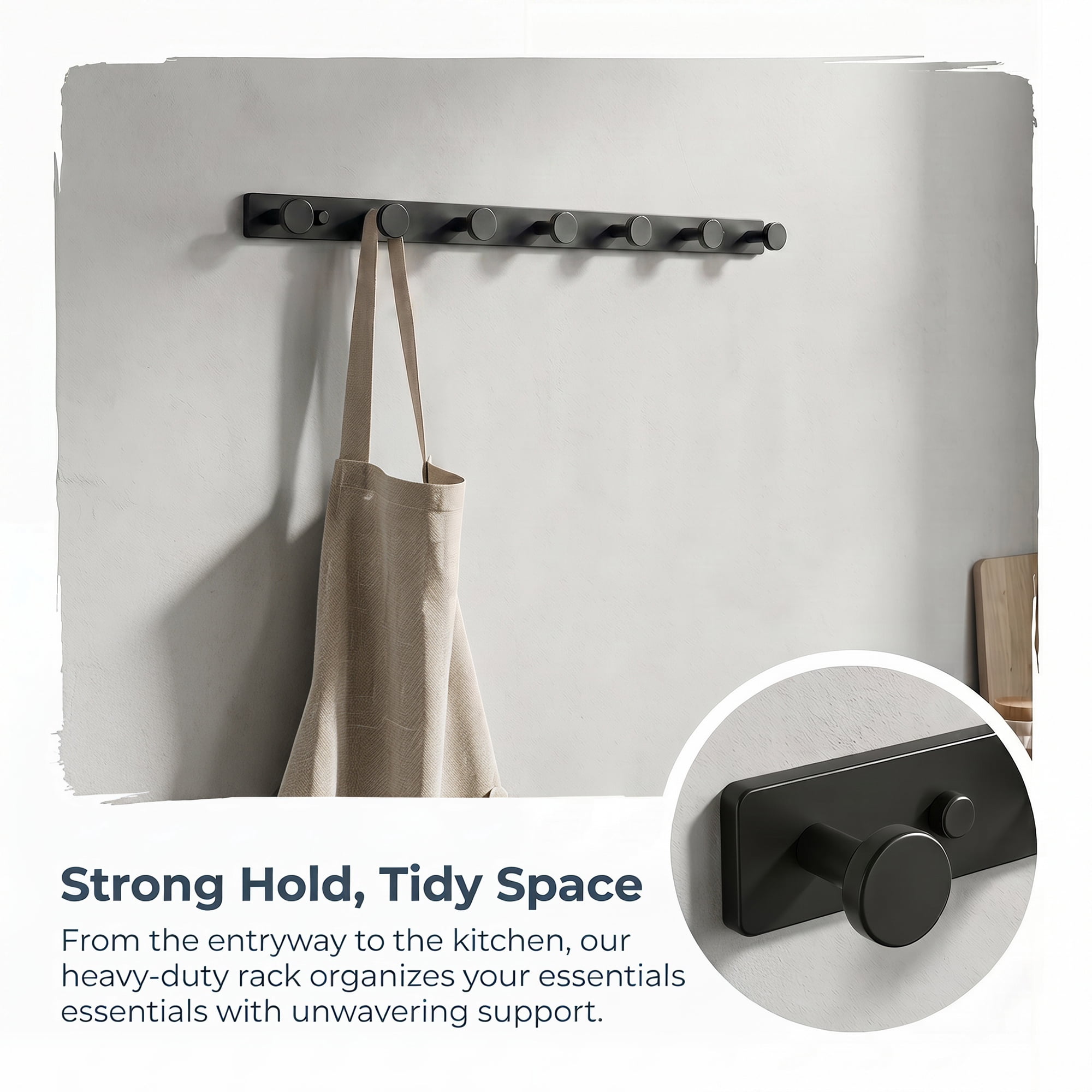 Unique Bargains Coat Rack Wall Mount Aluminum Hook Hat Rack for Entryway Black 19.3" x 1.2"