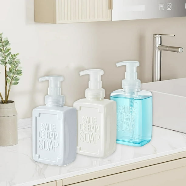Bote dispensador de gel desinfectante | Envase recargable de jabón con bomba | Plástico | Blanco Beige Transparente | Dispensador de champú multiusos para loción | 19x8x5cm | 1 Pack | Baño, cocina
