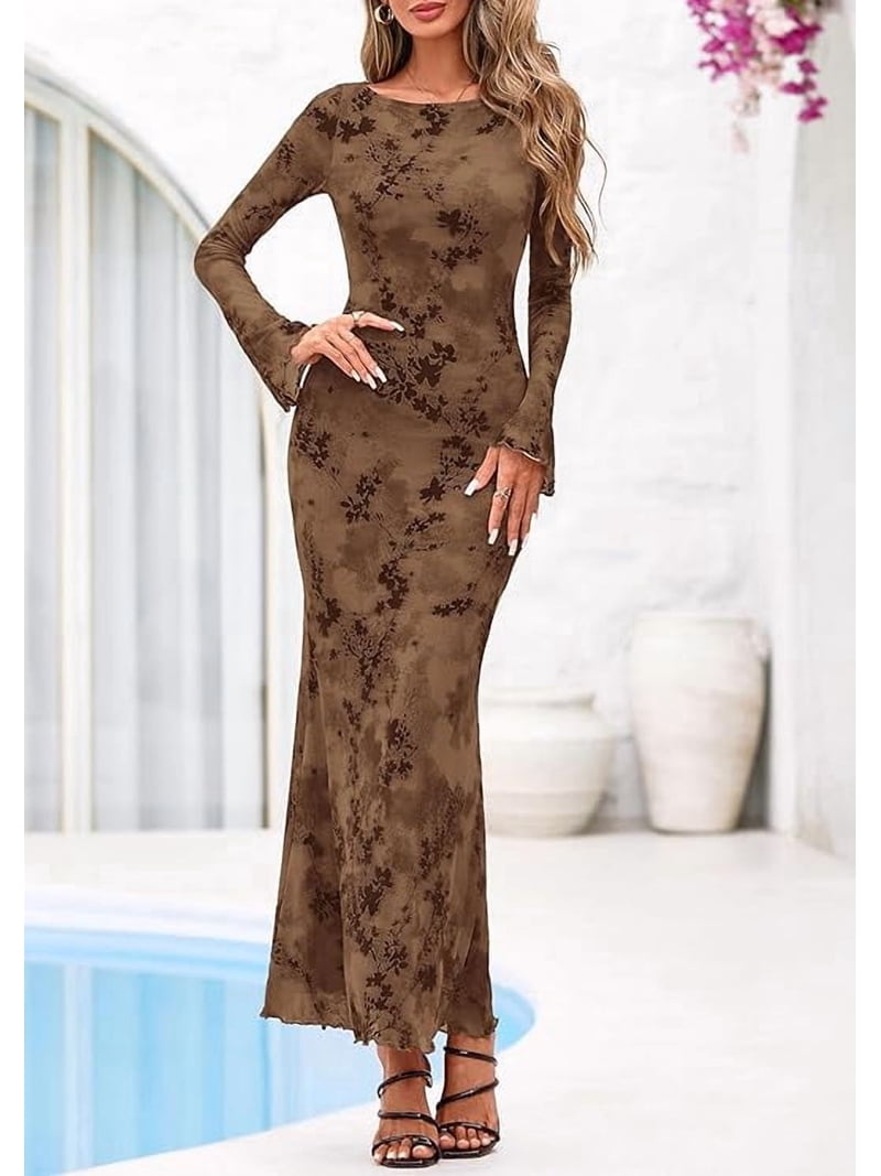 spring formal maxi dress Faviana 11263 - Long Novelty Beaded Sheath Dress