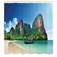 thumbnail image 3 of Ambesonne Sea Shower Curtain, Thailand Rock Cliff Beach, 69"Wx84"L, Blue Green, 3 of 5