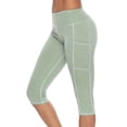 thumbnail image 3 of Frontwalk Women Yoga Capris Pants with Pockets Workout Sports Running Cropped Pant Capri Leggings Activewear Green XL, 3 of 5