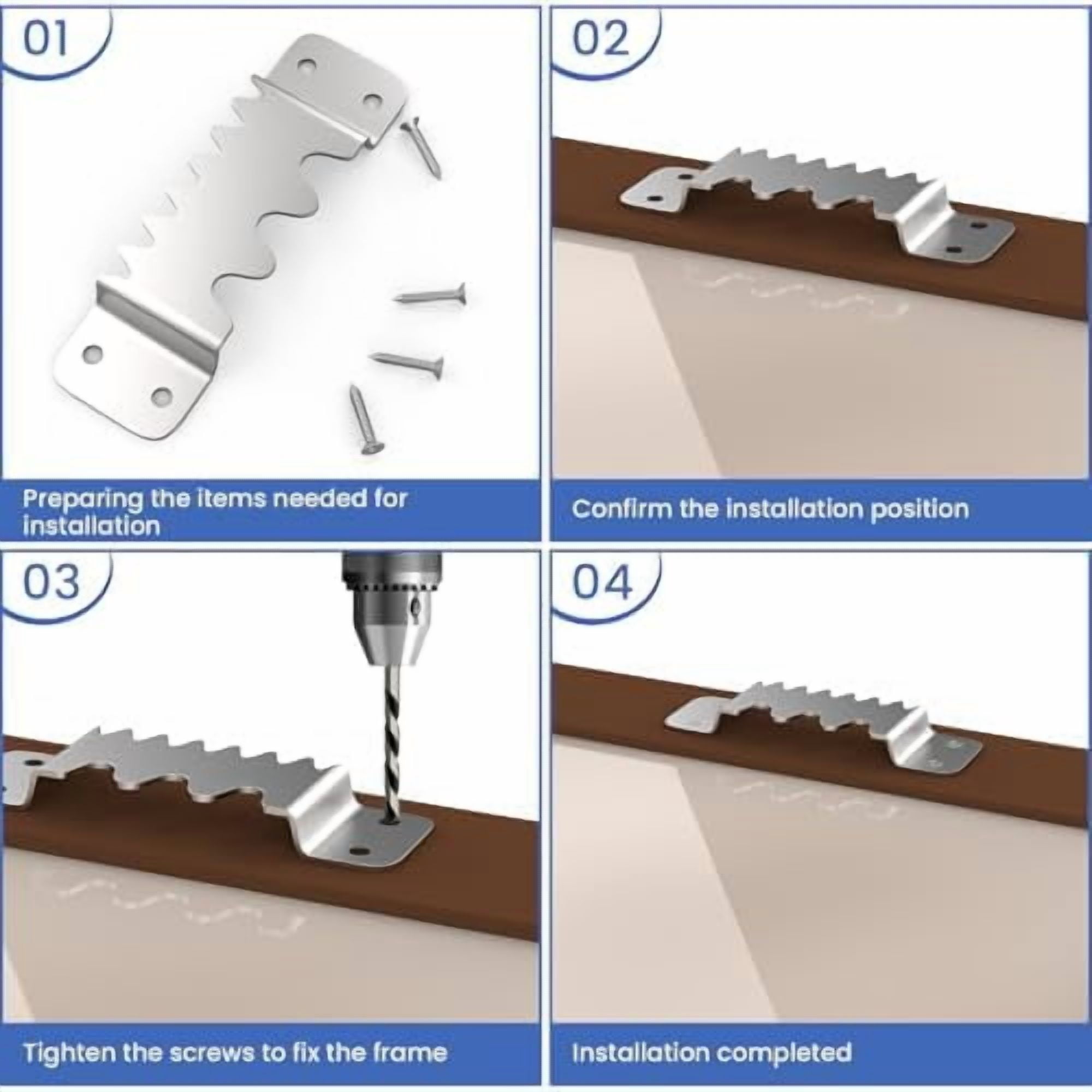 6PCS Large Sawtooth Picture Hangers Supports 300 lbs Heavy Duty Picture Hanging Hardware Picture Frame Bracket with Screws, Painting Hanging Accessories for Heavy Decorations(Silver)