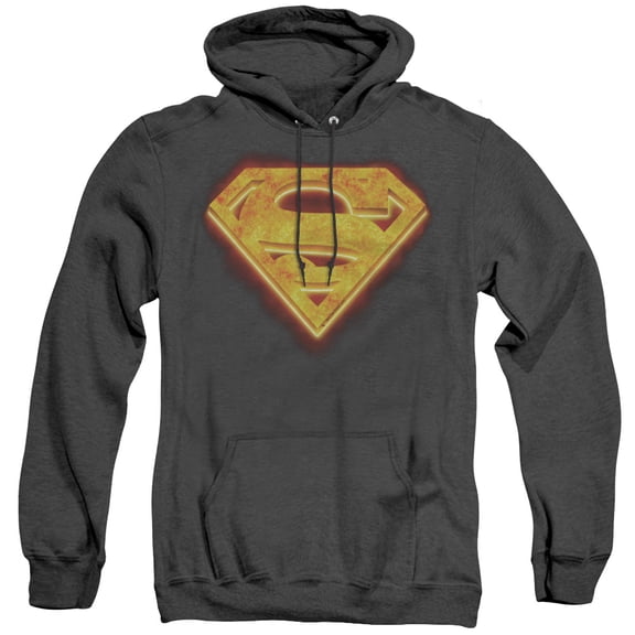 Superman Hot Steel Shield Adult Heather Hoodie Sweatshirt Black
