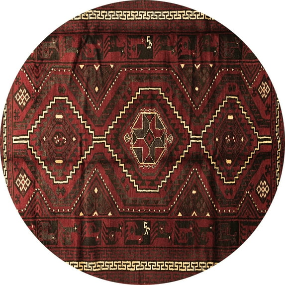 Ahgly Company Indoor Round Southwestern Brown Country Area Rugs, 8' Round
