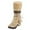 Beige, variant on Ladies High Shaft Winter Boots Warm High Toe Snow Round Heels Retro Keep Middle Hairball Shoes Booties SlipOn Women Women's Boots Female Stylish Velvet Mules Ladies Stylish Snow Boots