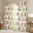 thumbnail image 2 of Homewish Elephant Lion Zevra Blackout Curtains Set of 2 (52x84 Each),Tropical Monstera Leaf Window Curtains,Yellow White Green Curtains and Drapes For Boys Teens,Ultra Soft Home Decor, 2 of 6