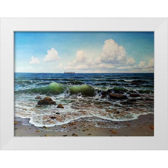 Cernov, Ivan 14x12 White Modern Wood Framed Museum Art Print Titled - When the Sea Calls II