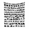 thumbnail image 1 of Zoo Soft Flannel Fleece Throw Blanket, Silhouettes of Animals Wildlife Nature Mammals Monochrome Style Fauna Print, Cozy Plush for Indoor and Outdoor Use, 60" x 80", Black White, by Ambesonne, 1 of 6