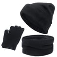 thumbnail image 3 of 3 unids/set gorro de invierno, bufanda para calentar el cuello, guantes táctil, cálidas con forro , gorros, bufandas para hombre s unisex Negro Colcomx Gorro cálido Beanie, 3 of 5