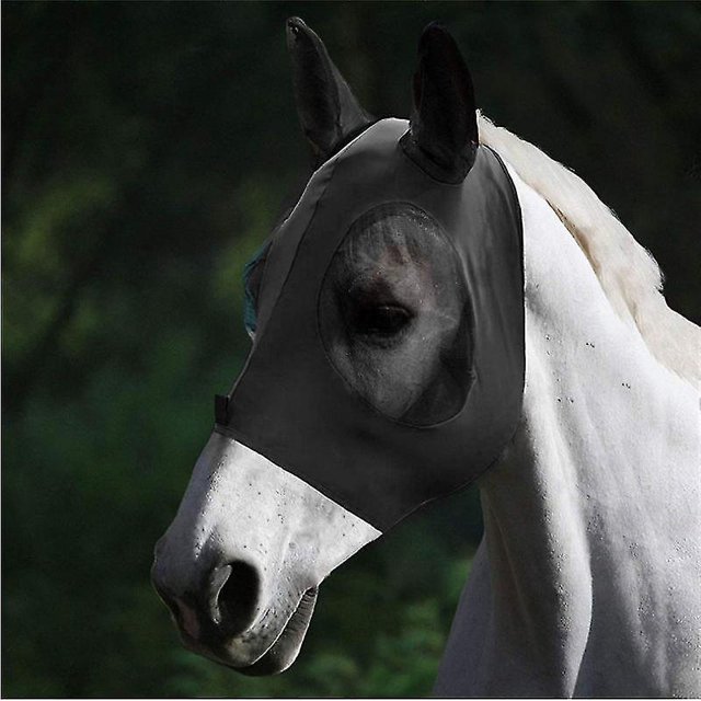 ZHAOCHENG Máscara negra para caballos Máscara voladora para caballos Máscara antimosquitos para caballos