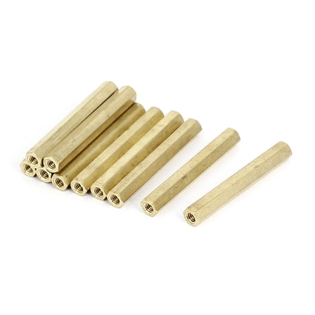 Unique Bargains M4 x 45mm Female Thread Brass Hex Standoff Spacers Rod Spacer Coupler Nut 10Pcs