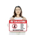 thumbnail image 3 of No Soliciting No Exceptions 13 Inch x 20 Inch Novelty Plastic Sign Durable Weatherproof UV Protected Perfect for Offices Entryways Fun Gag Gift for Friends Crafted in the USA, 3 of 5