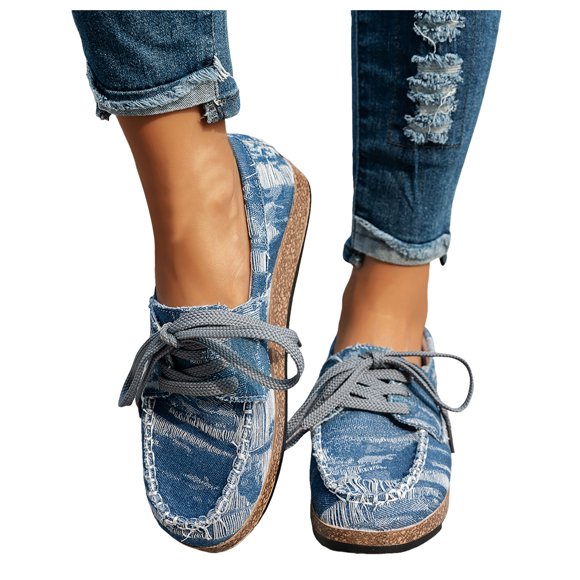 Leozcaa Women's Lightweight Boat Shoes Casual Loafers Slip On Deck Shoes Breathable Canvas Sneakers