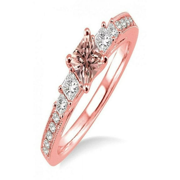 Princess cut 1.5 carat Morganite and Diamond Engagement Ring for Women in 14k Rose Gold morganite & diamond engagement ring