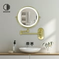 thumbnail image 3 of TUSHENGTU 8" Golden Wall Mounted Makeup Mirror with LED Light,1X/10X Magnifying for Makeup Care, 3 of 6