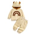 thumbnail image 1 of Gibobby Conjunto con capucha para niño Niñas Casual Mangas largas Dibujos animados lindos Estampados de Sudaderas con gancho Pantalones 2 piezas(Caqui,18-24 Meses), 1 of 4