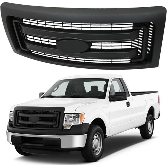 LABLT Matte Black Mesh Car Grille Front Face Replacement for 2009-2014 F150 FX2 FX4 DL3Z-8200-CA