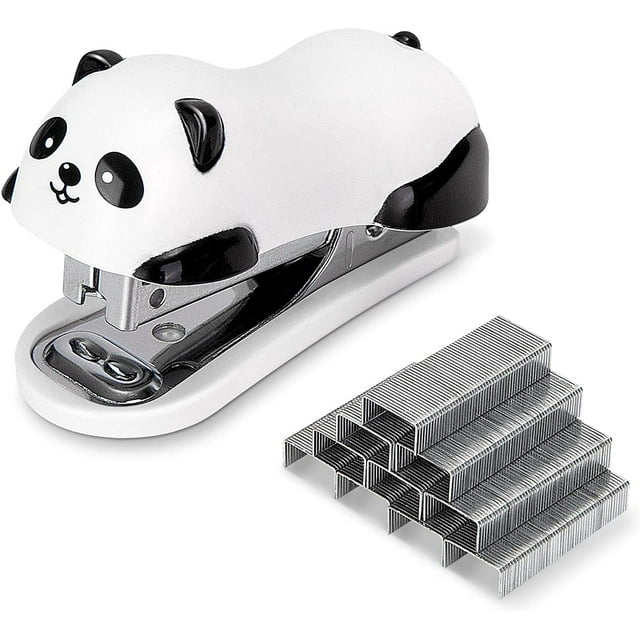Grapadora de escritorio mini ShuxiuWang capacidad para 12 hojas con extractor de grapas y 1000 grapas panda #10