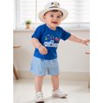thumbnail image 5 of Qmyliery Toddler Baby Boy 4th of July Outfit Embroidery Crew Neck Short Sleeve T-Shirt and Plaid Shorts 2 Pcs Set 6 12 18 24 Months 3 Years, 5 of 9
