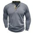 thumbnail image 4 of YLSDY Men's Waffle Knit Henley Shirt Long Sleeve Outdoor Thermal Pullover Tees Camo Patchwork Tee Tops Gray XL, 4 of 7