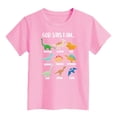 thumbnail image 4 of MIXUE Kids Girls Tops & T-Shirts Summer Dinosaur Letter Print Crew Neck Short Sleeve Loose Casual Tshirts Activewear,Pink,7-8 Years, 4 of 4