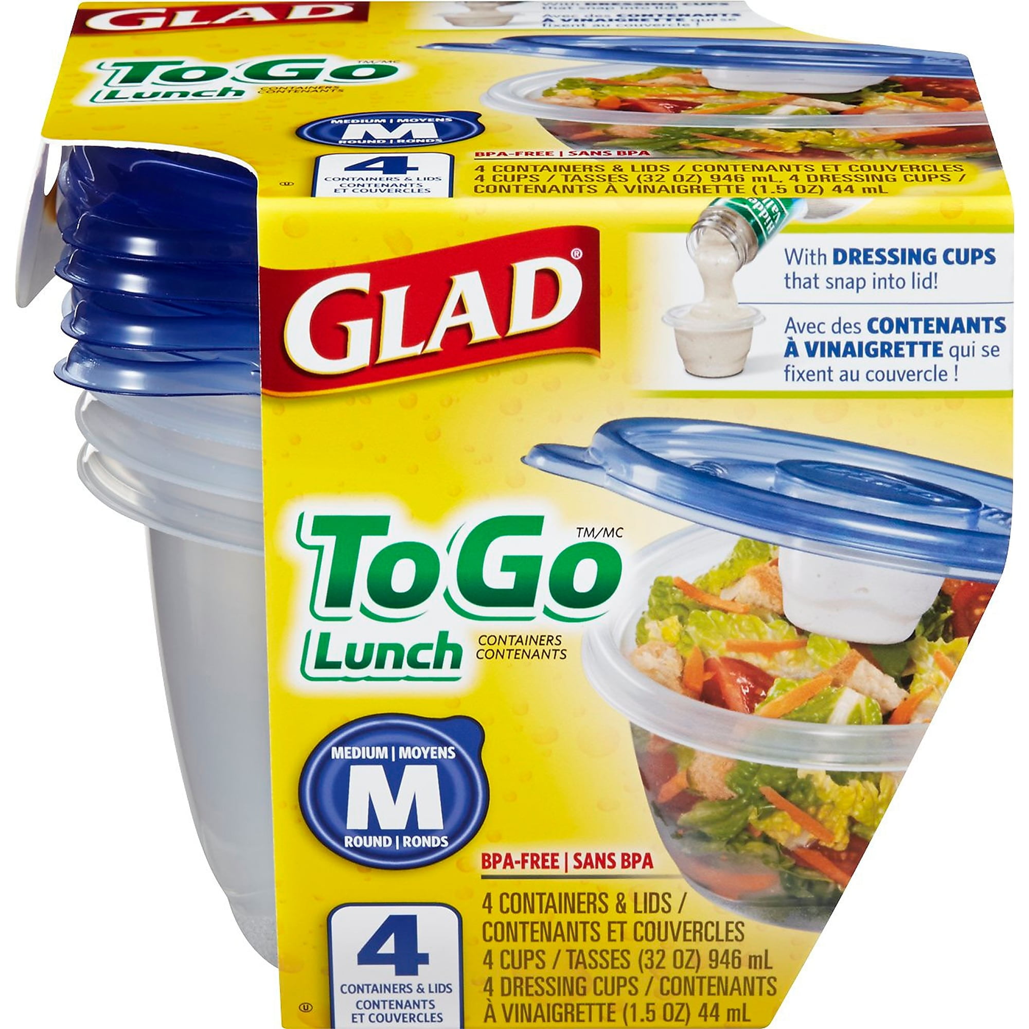 Glad To Go Lunch Containers 32 Oz 4 Pack Walmart Com