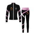 thumbnail image 4 of Sholeno Kids Figure Ice Skating Outfit Girls Lightweight Zip Up Jacket with Skating Leggings Yoga Pants Fleece Pink 10, 4 of 8