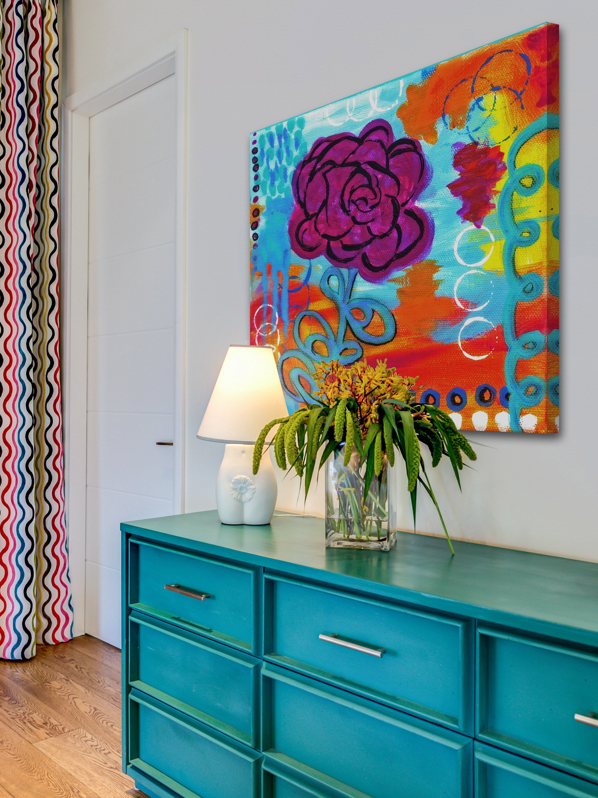"Purple Flower" Painting Print on Wrapped Canvas