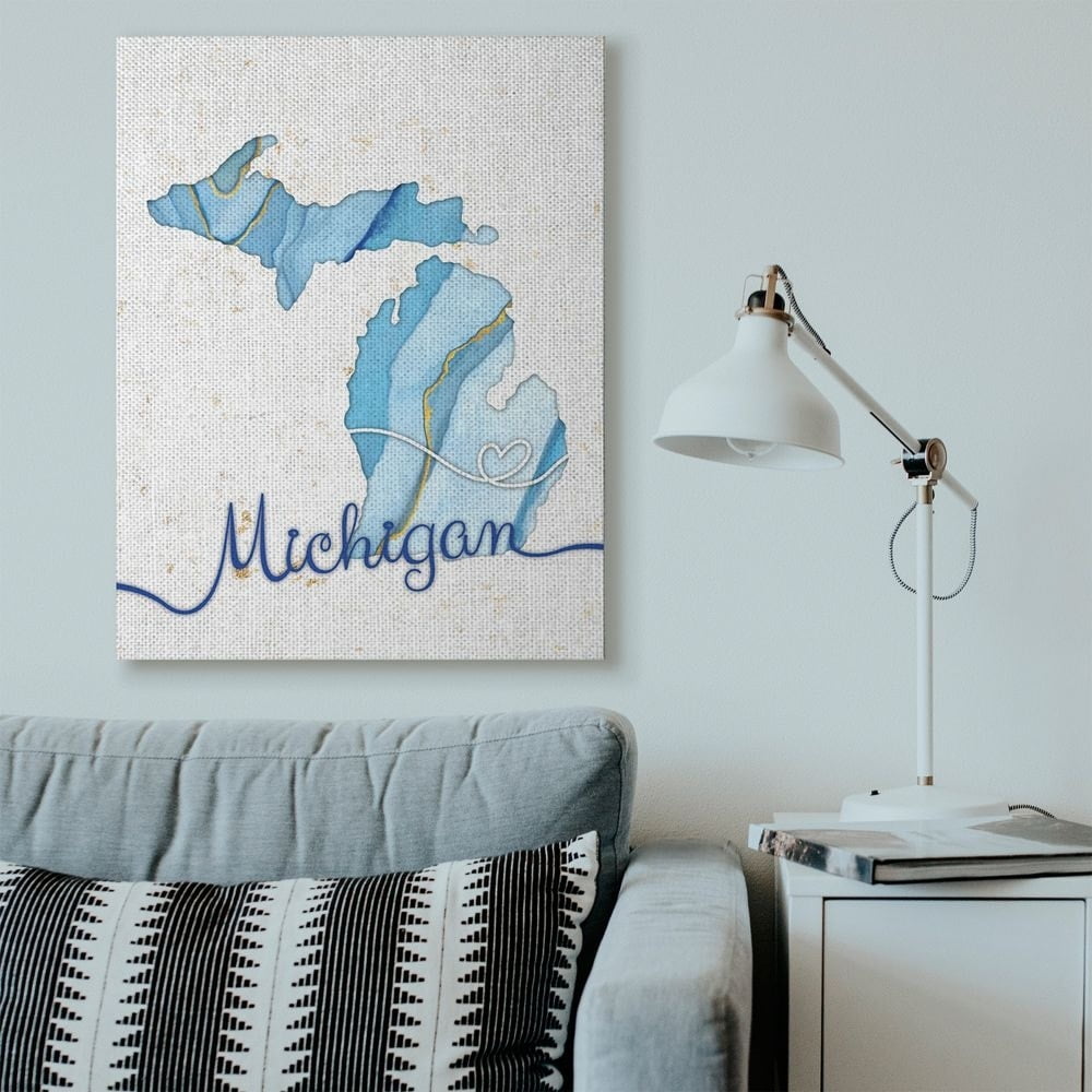 Stupell Industries Michigan Agate Blue US State Design Canvas Wall Art by Ziwei Li
