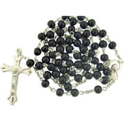Black Acrylic Prayer Bead Rosary with Madonna Centerpiece, 20 Inch