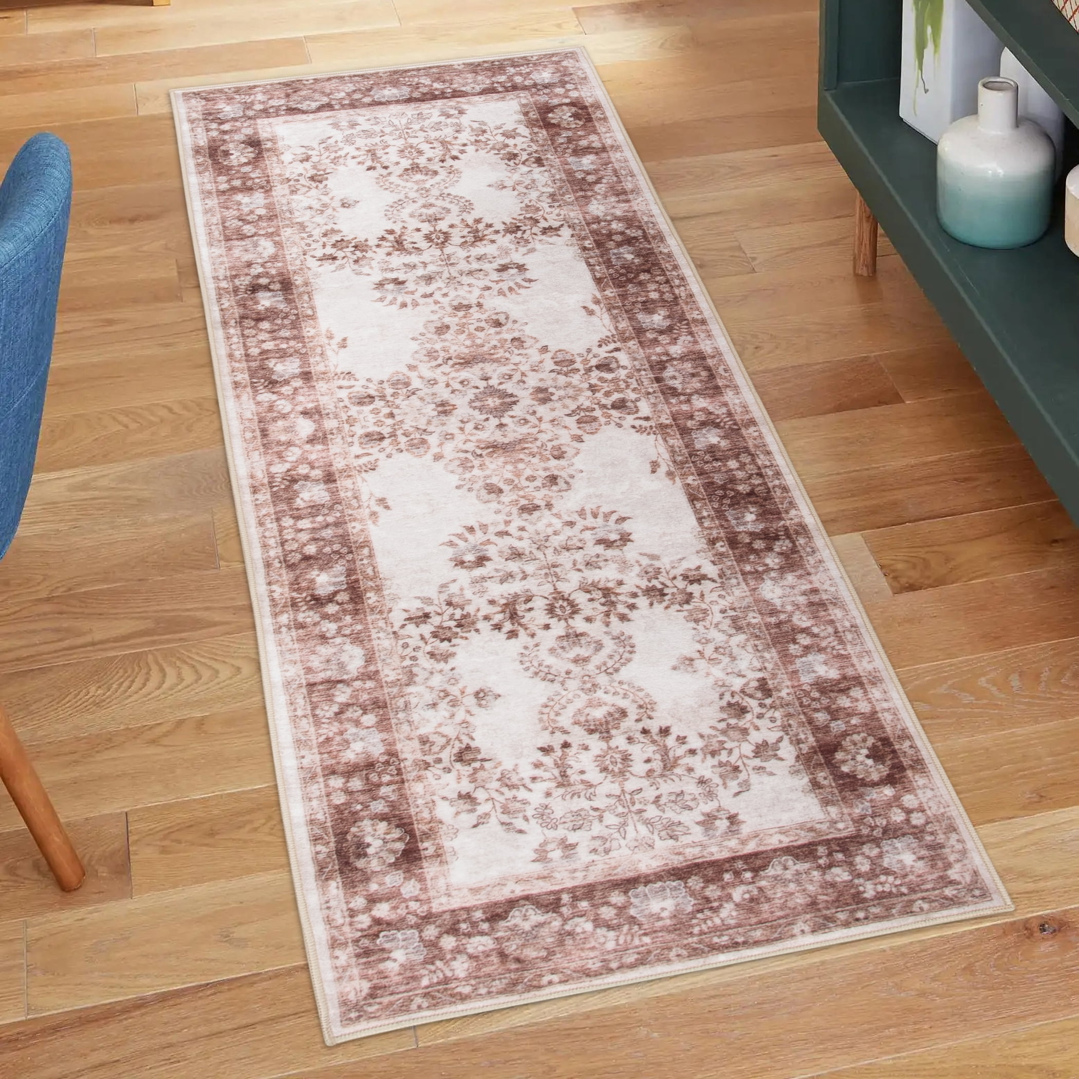 Home Décor Collection Washable Brown Trellis Faux Fur Indoor Runner Rug, 20"x60"