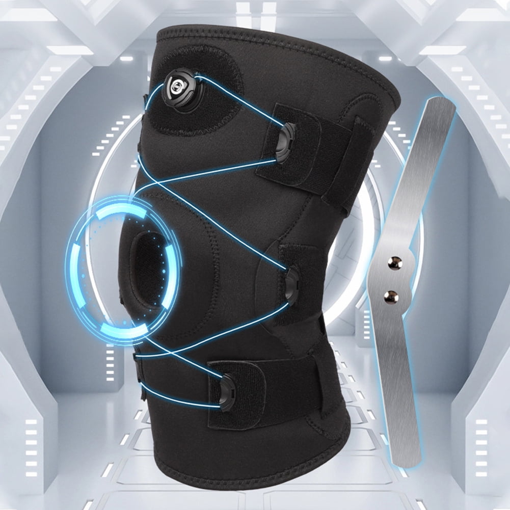 Hinged Knee Brace with Side Stabilizers Sports Knee Protector for Knee Pain (L)