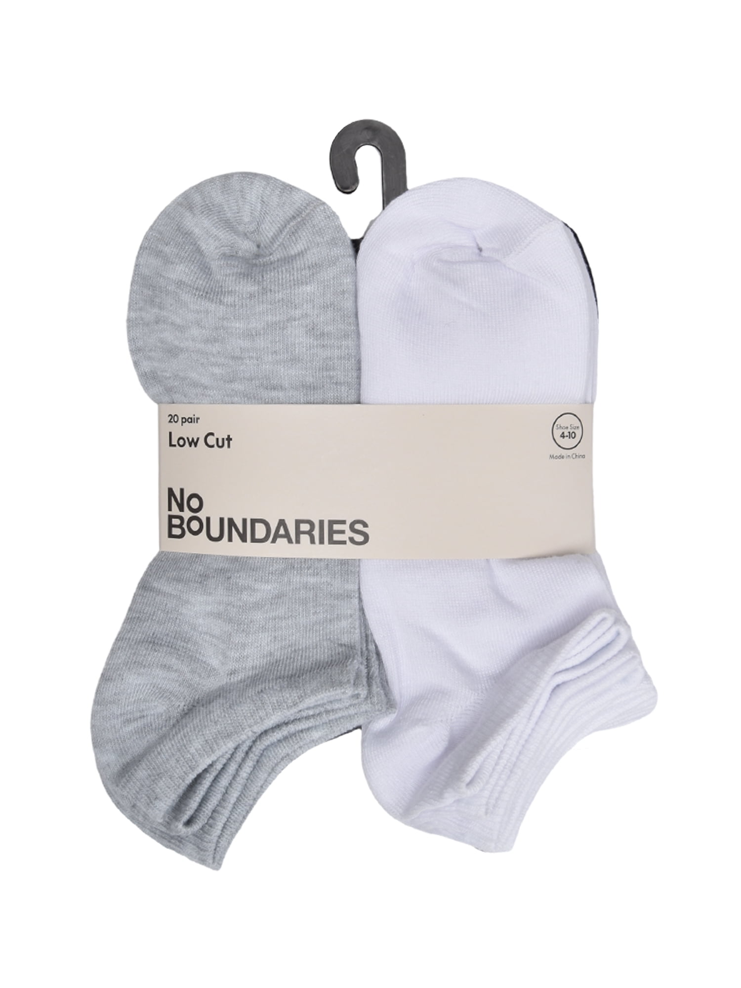 No Boundaries Womens Low-Cut Socks, 20-Pack, Shoe Size 4-10