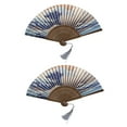 thumbnail image 1 of 2X Japanese Handheld Folding Fan, with Traditional Japanese Ukiyo-E Art Prints, 1 of 4