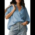 thumbnail image 2 of Blusa Informal Elegante para Mujer, de Negocios, de Corta, con Cuello en V y Tapeta, Camisa de Trabajo Azul L, 2 of 8